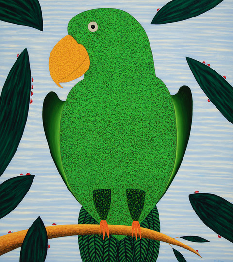 Green Parrot with Ladybirds 2022 Oil on Linen 153 X 137 cm Dean Bowen Low Res