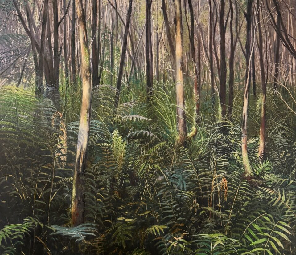 Time Keeper, 2025, charcoal and oil on wood panel, 103x103cm (framed), Walnut stained timber frame